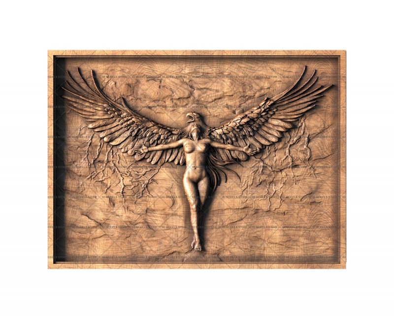 Panel Girl with an eagle, 3d models (stl)