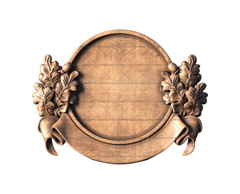 Panel frame with ribbon and leaves, 3d models (stl)