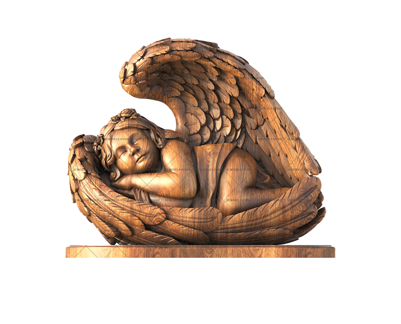 Sculpture with an angel, 3d models (stl)