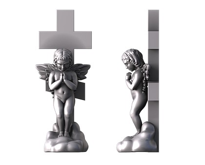 Monument to an angel with a crucifix, 3d models (stl)