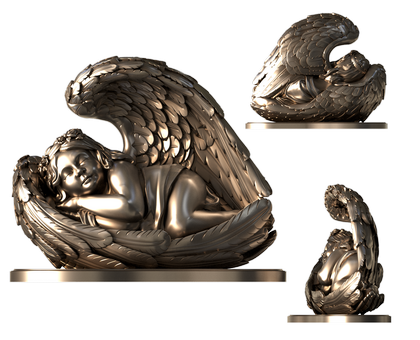 Monument with an angel, 3d models (stl)