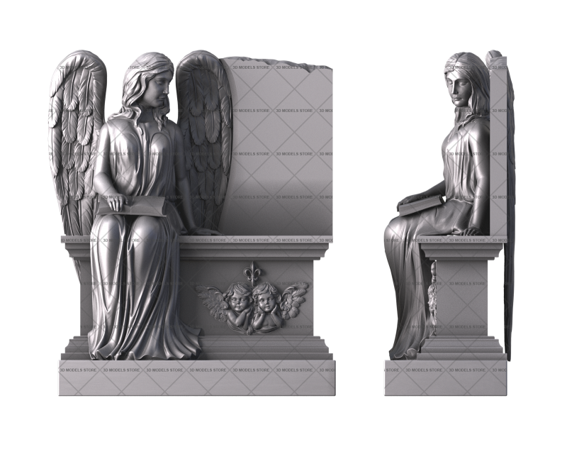 Monument with an angel, 3d models (stl)