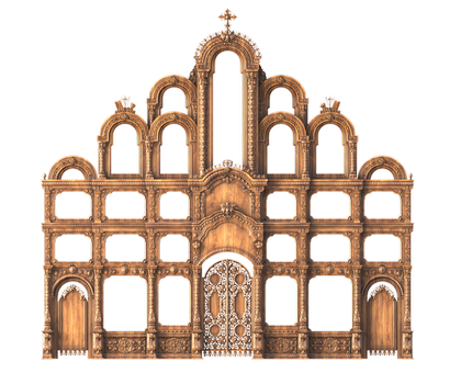Baroque four-panel iconostasis, 3d models (stl)