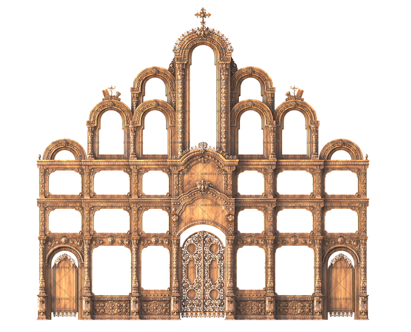 Baroque four-panel iconostasis, 3d models (stl)