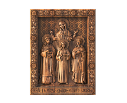 Orthodox icon of the holy martyrs Faith, Hope, Love and their mother Sophia, 3d models (stl)