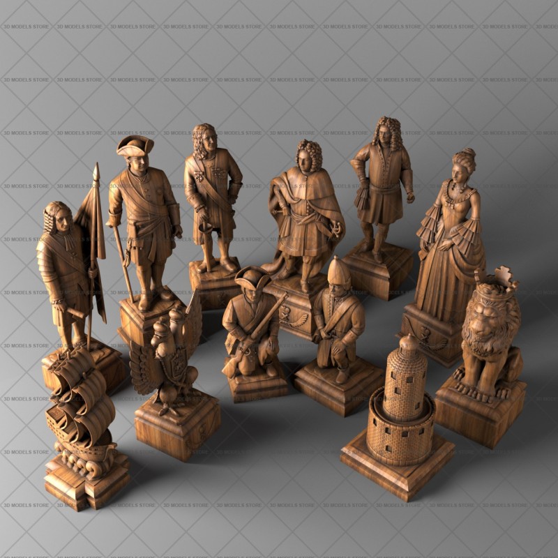 Chess Great Northern War (1700–1721), 3d models (stl)