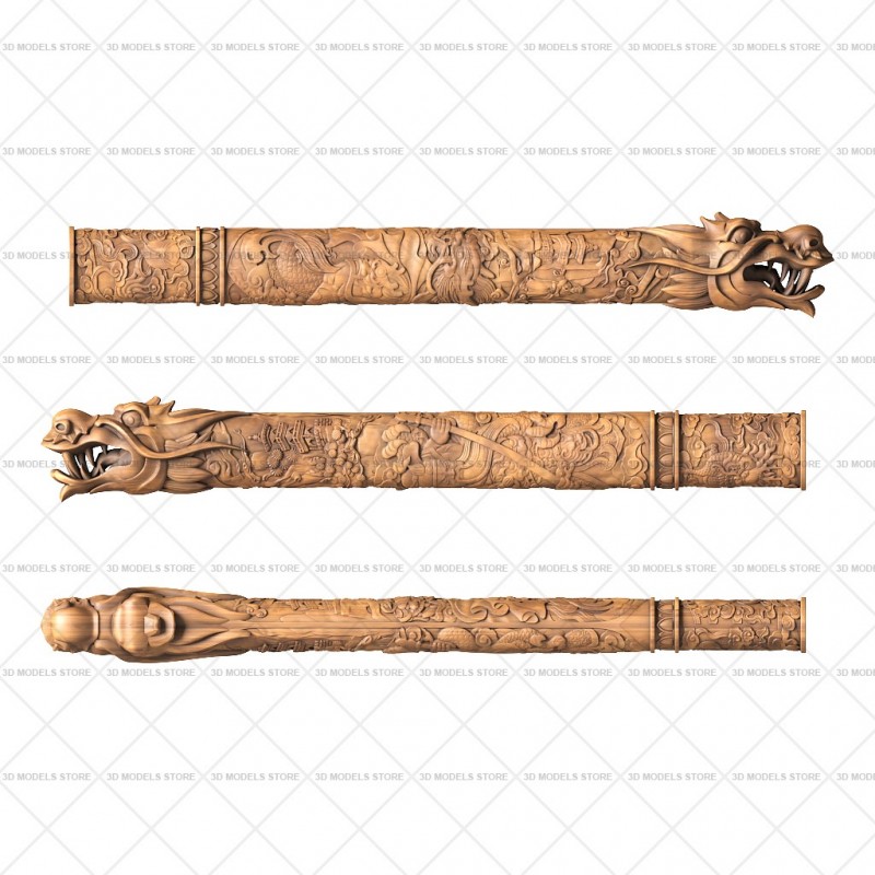 Handle with a dragon, 3d models (stl)